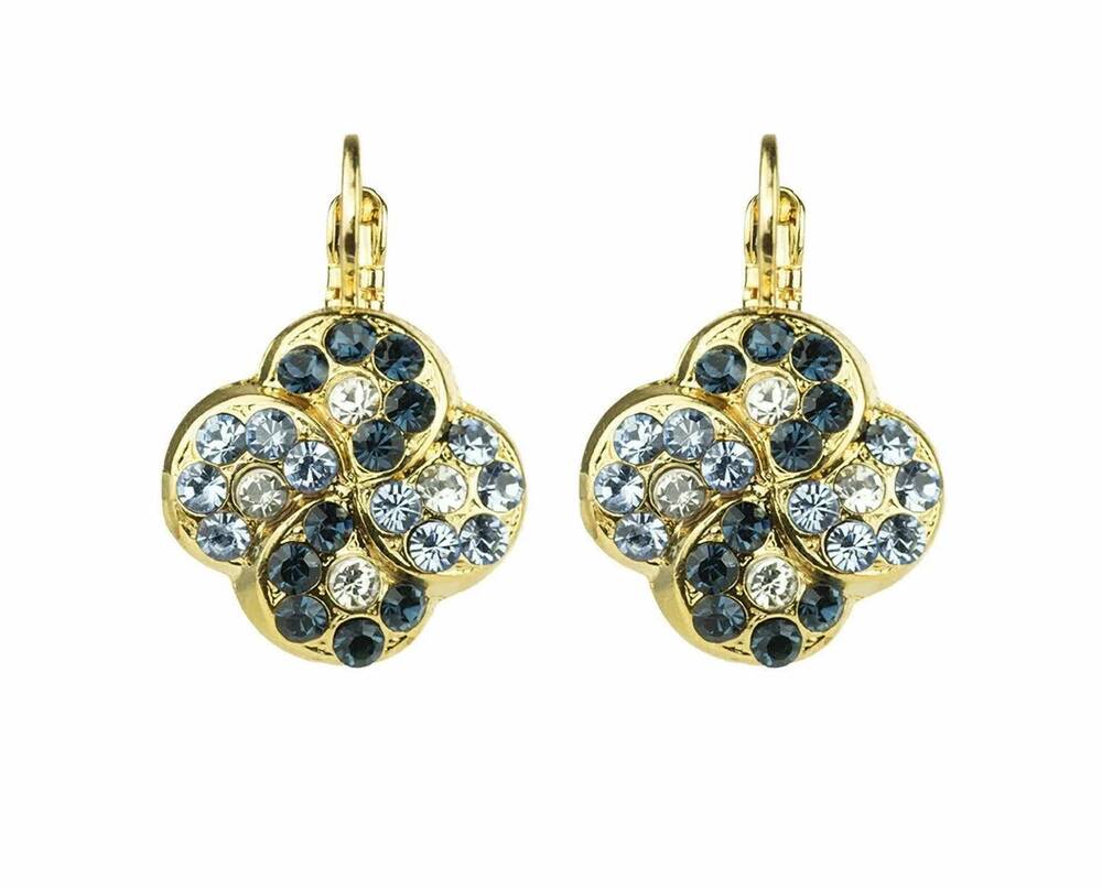 NEW MARIANA women's swirl cluster crystal earrings in gold